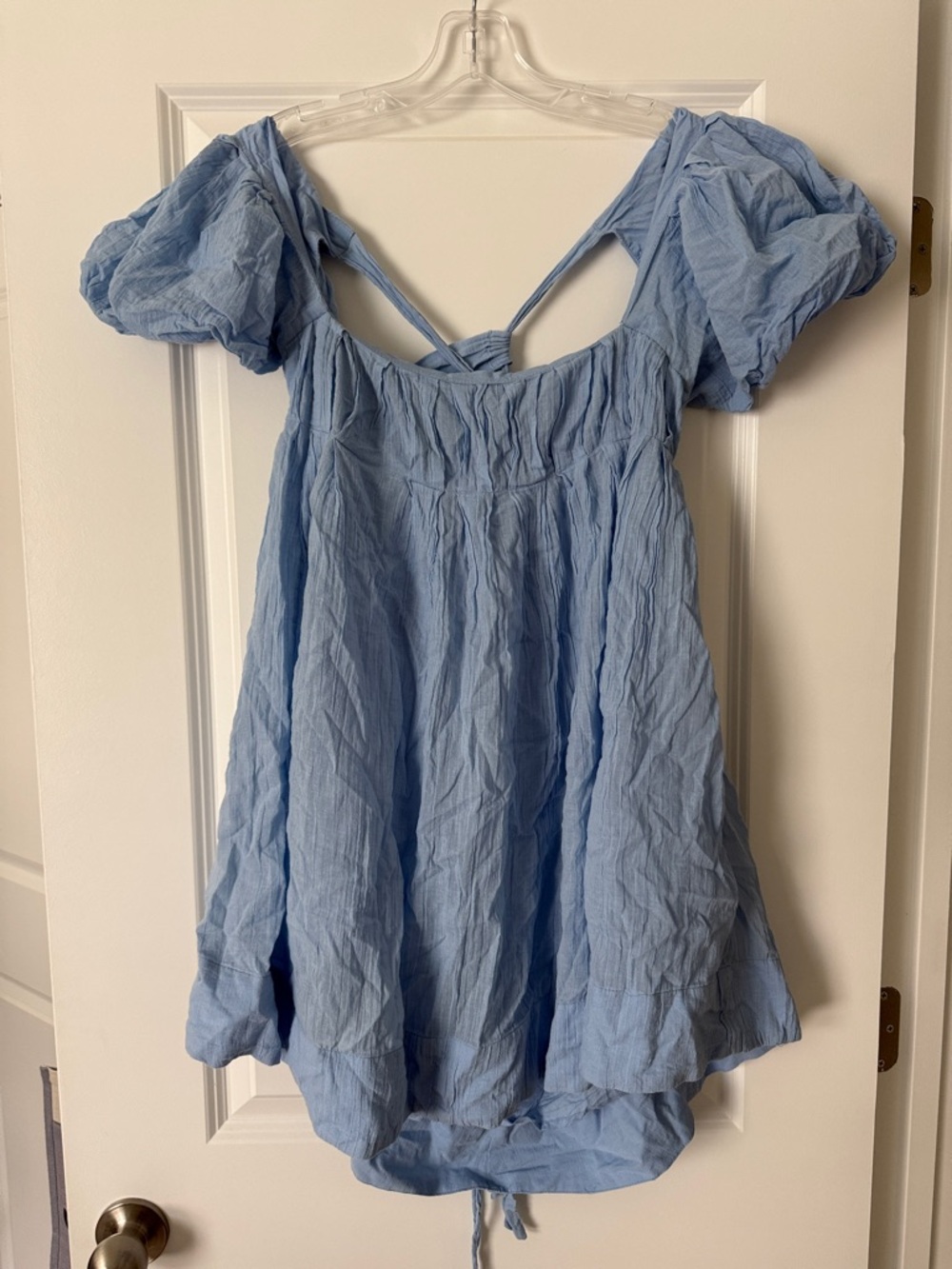 Free People Light Blue Puff Sleeve Dress